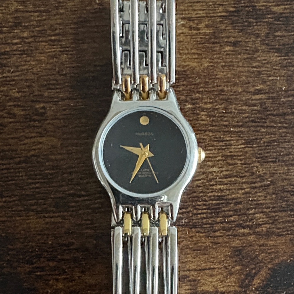 HUDSON- Movado Style Two-Tone Black Dial Women's Wristwatch